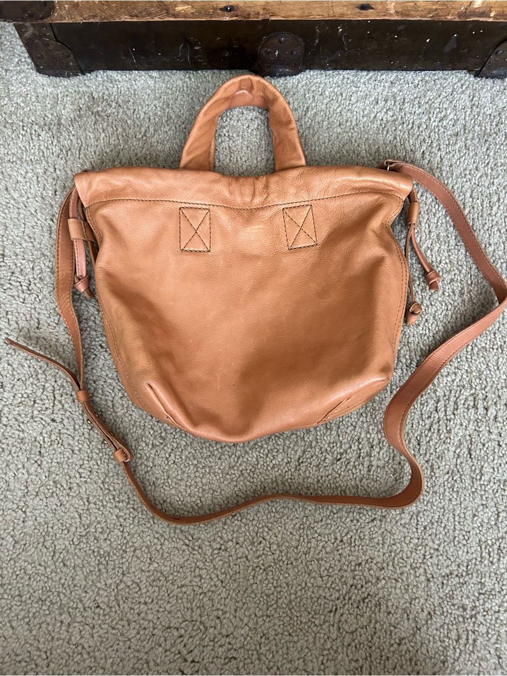 Madewell Leather Crossbody Tote Bag in Tan